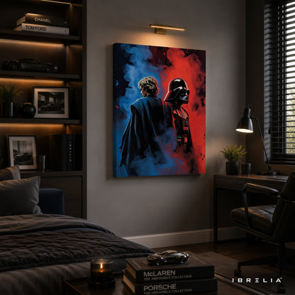 Luke Skywalker & Darth Vader Premium Canvas Wall Art – Light vs Dark Star Wars Artwork | Sci-Fi Movie Decor | IBRELIA™