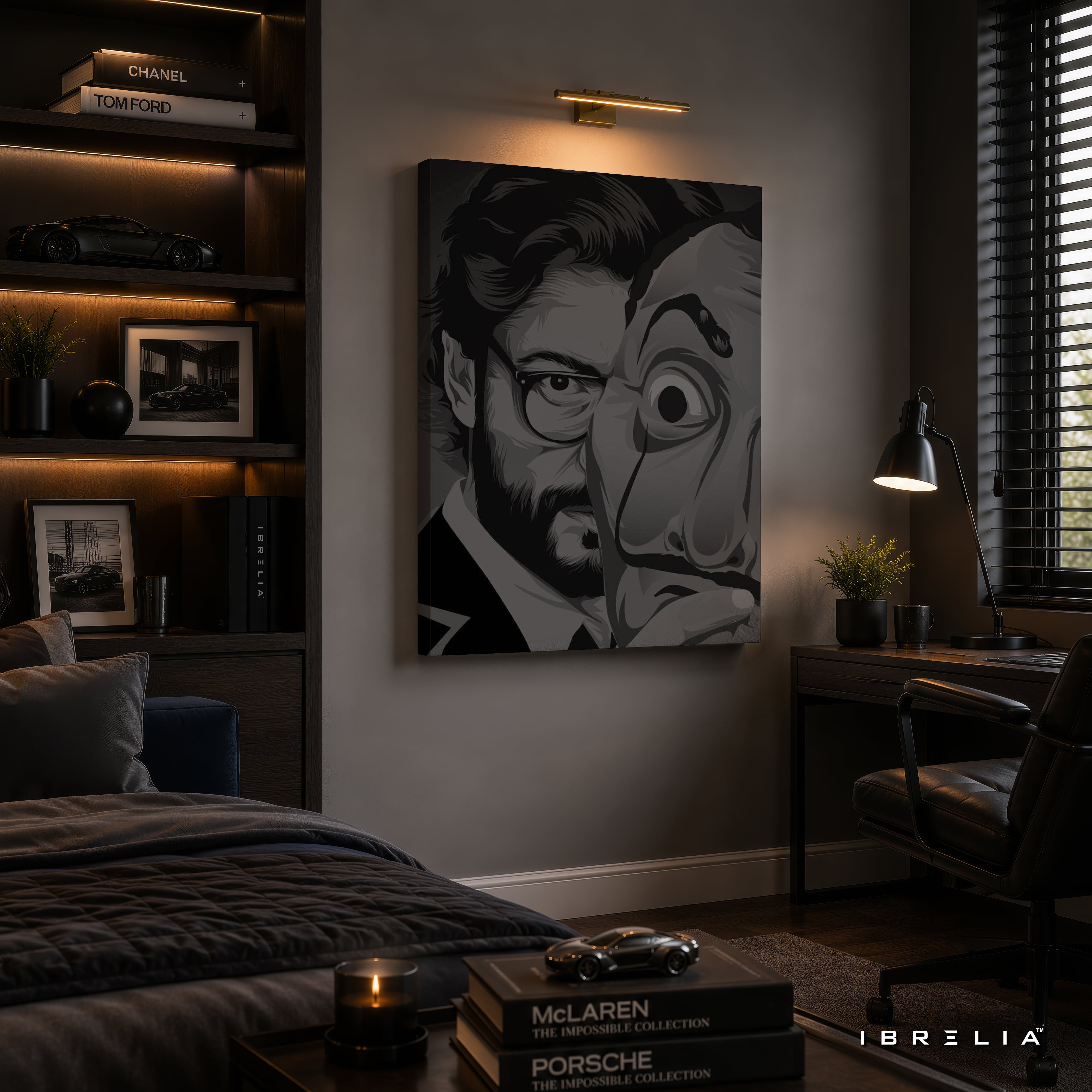 The Professor & Dali Mask Premium Wall Art – Money Heist La Casa de Papel 4K Wrapped MDF Frame | IBRELIA™
