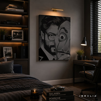 The Professor & Dali Mask Premium Wall Art – Money Heist La Casa de Papel 4K Wrapped MDF Frame | IBRELIA™