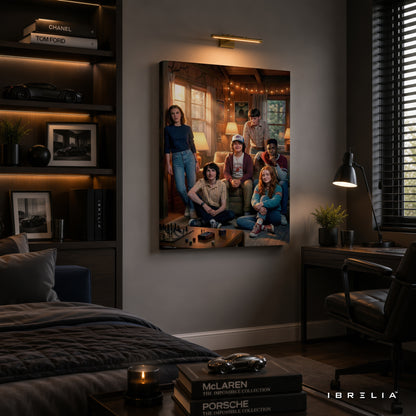 Stranger Things Friends of Hawkins Premium Canvas Wall Art – Netflix Group Cast Artwork | Sci-Fi TV Series Canvas Decor | IBRELIA™