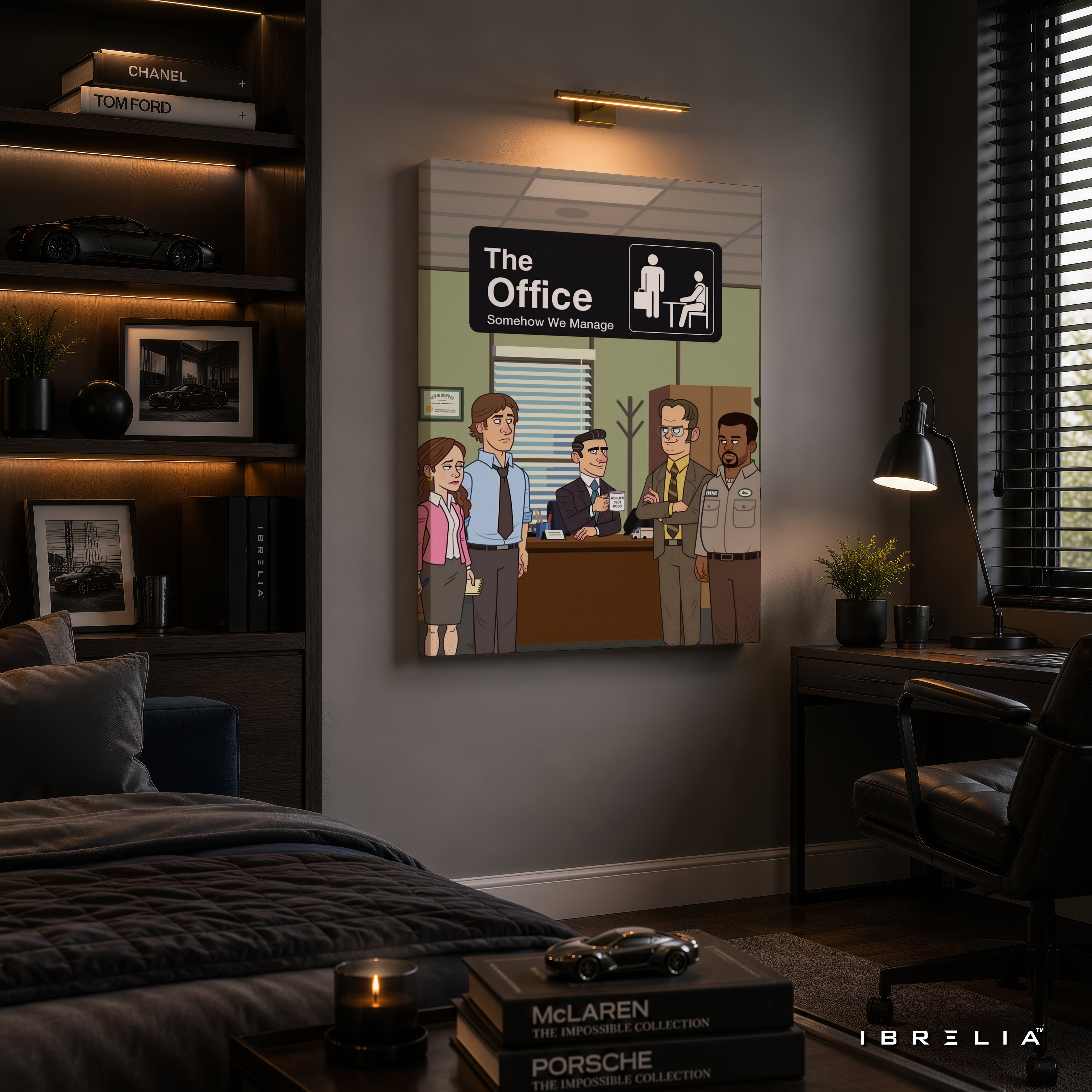 The Office "Somehow We Manage" Premium Wall Art – Dunder Mifflin Cartoon 4K Wrapped MDF Frame | IBRELIA™