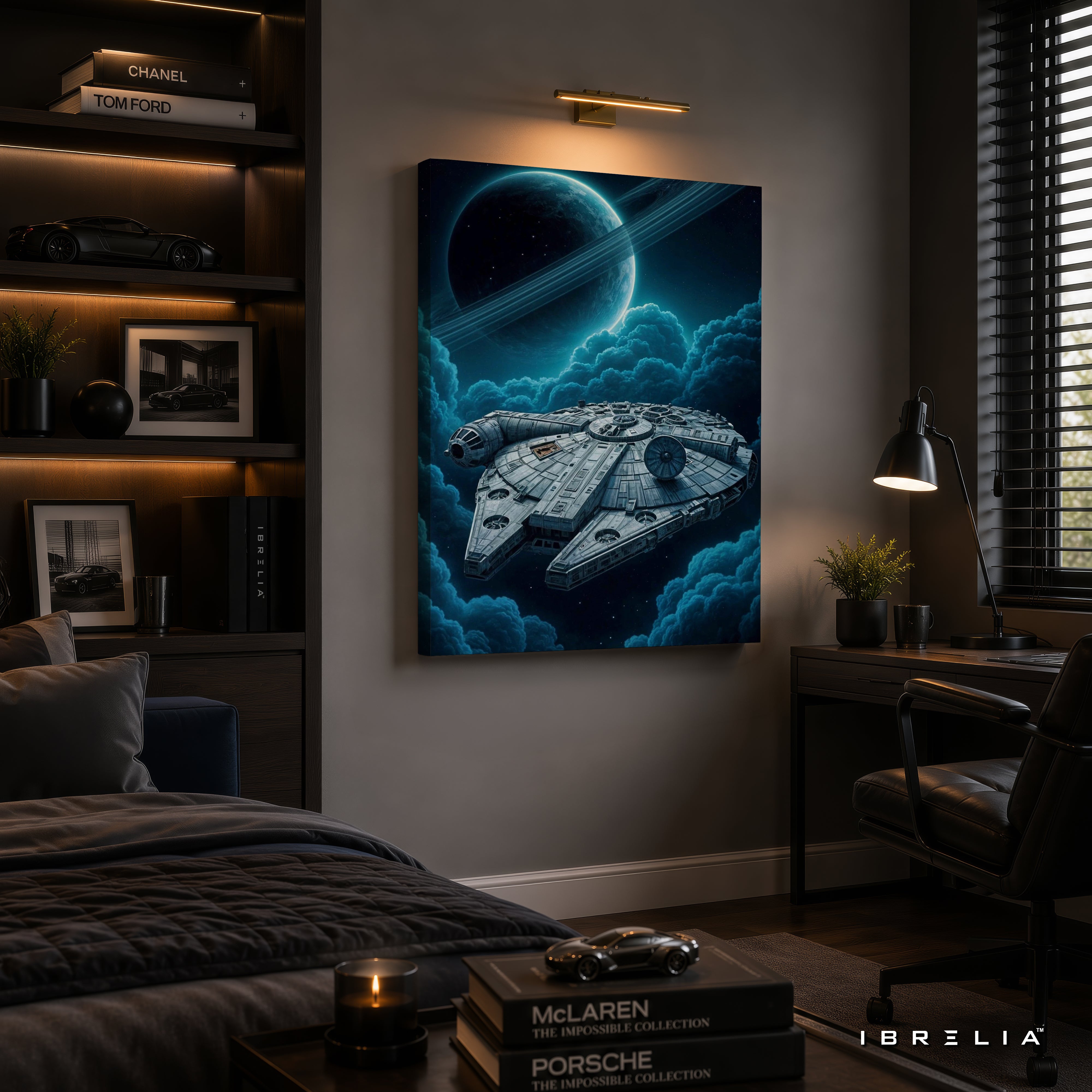 Millennium Falcon Premium Canvas Wall Art – Star Wars Spaceship Galaxy Artwork | Sci-Fi Movie Decor | IBRELIA™