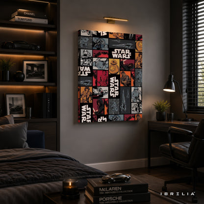 Star Wars Comic Collage Premium Canvas Wall Art – Retro Galaxy Poster | Sci-Fi Movie Decor | IBRELIA™