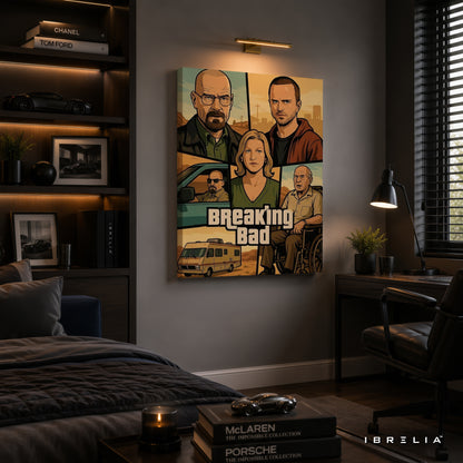 Breaking Bad Vintage Comic Canvas Wall Art – Walter White & Jesse Pinkman Retro Canvas Print | Breaking Bad Wall Decor | IBRELIA™