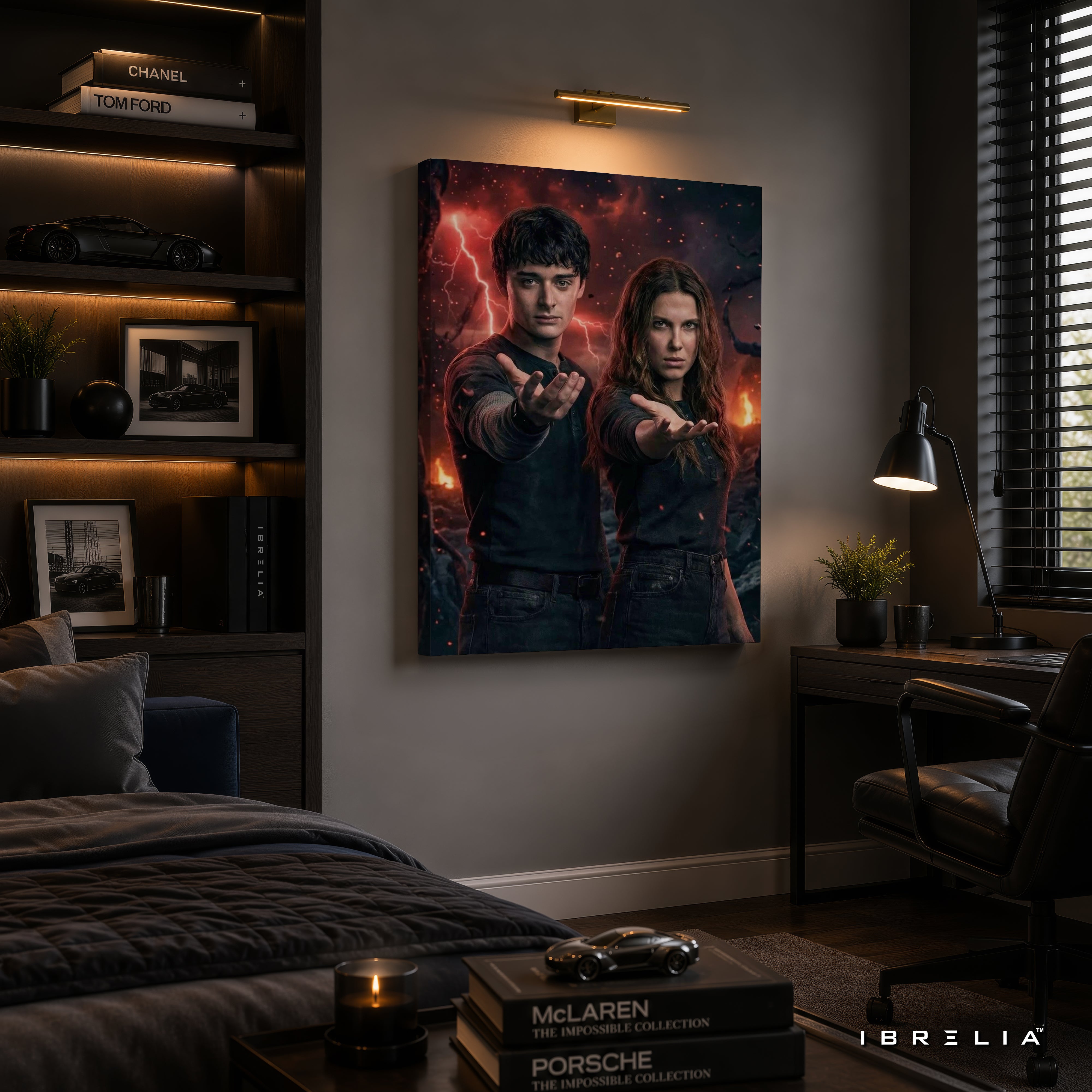 Stranger Things Eleven & Will Premium Canvas Wall Art – Netflix Hawkins Supernatural Artwork | Sci-Fi TV Series Canvas Decor | IBRELIA™