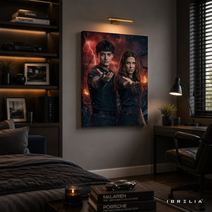 Stranger Things Eleven & Will Premium Canvas Wall Art – Netflix Hawkins Supernatural Artwork | Sci-Fi TV Series Canvas Decor | IBRELIA™