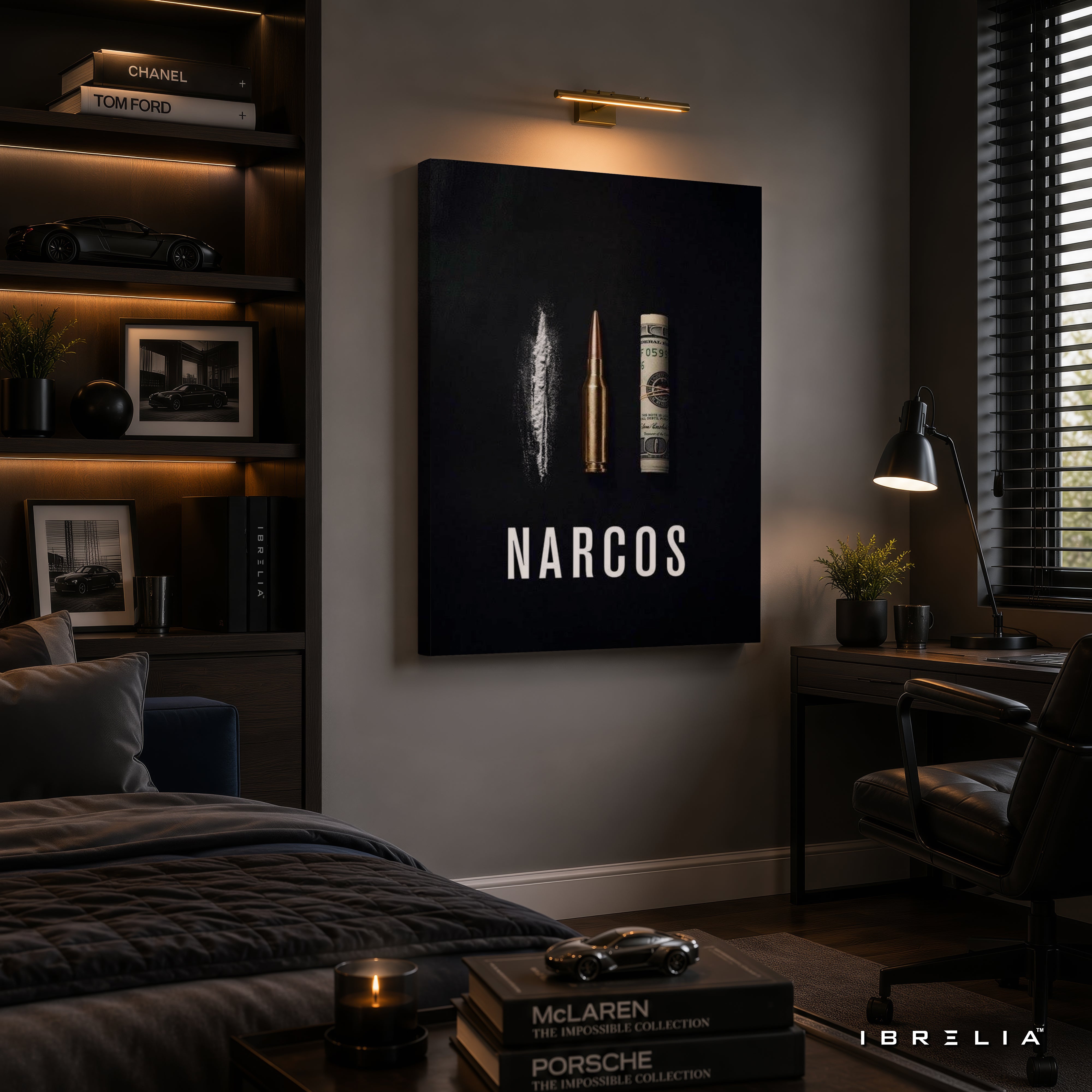 Narcos Minimalist Premium Wall Art – Cocaine Bullet Money 4K Wrapped MDF Frame | IBRELIA™