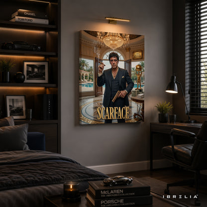Scarface Movie Wall Art – Tony Montana Luxury Mansion Premium Wrapped MDF Wall Decor | IBRELIA™