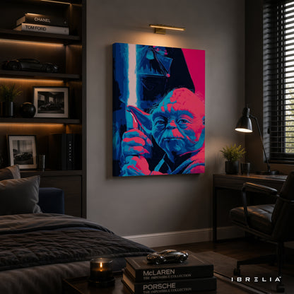 Yoda & Darth Vader Neon Premium Canvas Wall Art – Star Wars Lightsaber Poster | Sci-Fi Pop Art Decor | IBRELIA™