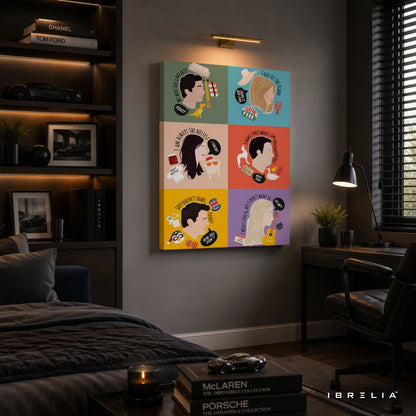 Friends Character Quotes Canvas Wall Art – Friends TV Show Minimalist Character Poster | Color Block Canvas Print | IBRELIA™