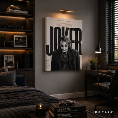 The Dark Knight Joker Wall Art – Heath Ledger Minimalist Monochrome Premium Wrapped MDF Wall Decor | IBRELIA™