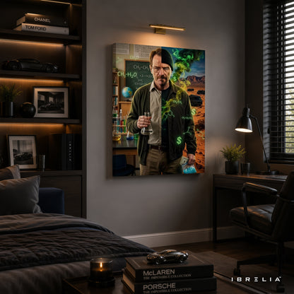Breaking Bad Walter White Chemistry Canvas Wall Art – Heisenberg Split Portrait Canvas Print | Breaking Bad Wall Decor | IBRELIA™