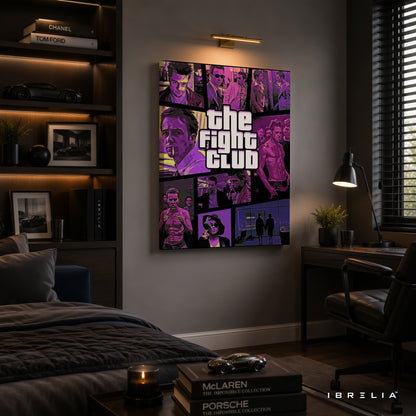 The Fight Club Premium Canvas Wall Art – Tyler Durden & Narrator Collage Movie Artwork | Cult Classic Cinema Decor | IBRELIA™