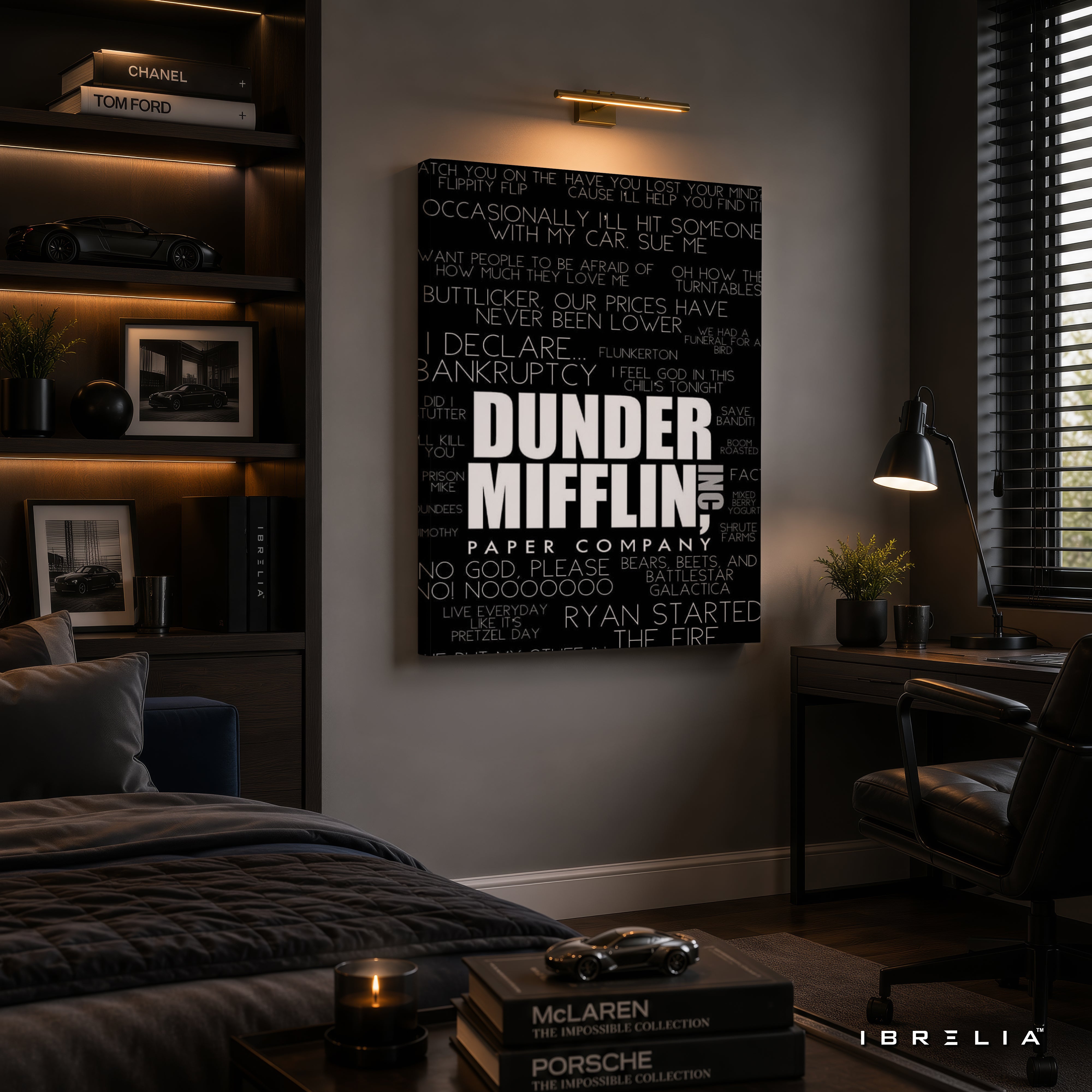 The Office Dunder Mifflin Typography Wall Art – Iconic Quotes & Minimalist TV Series Decor 4K Wrapped MDF Frame | IBRELIA™