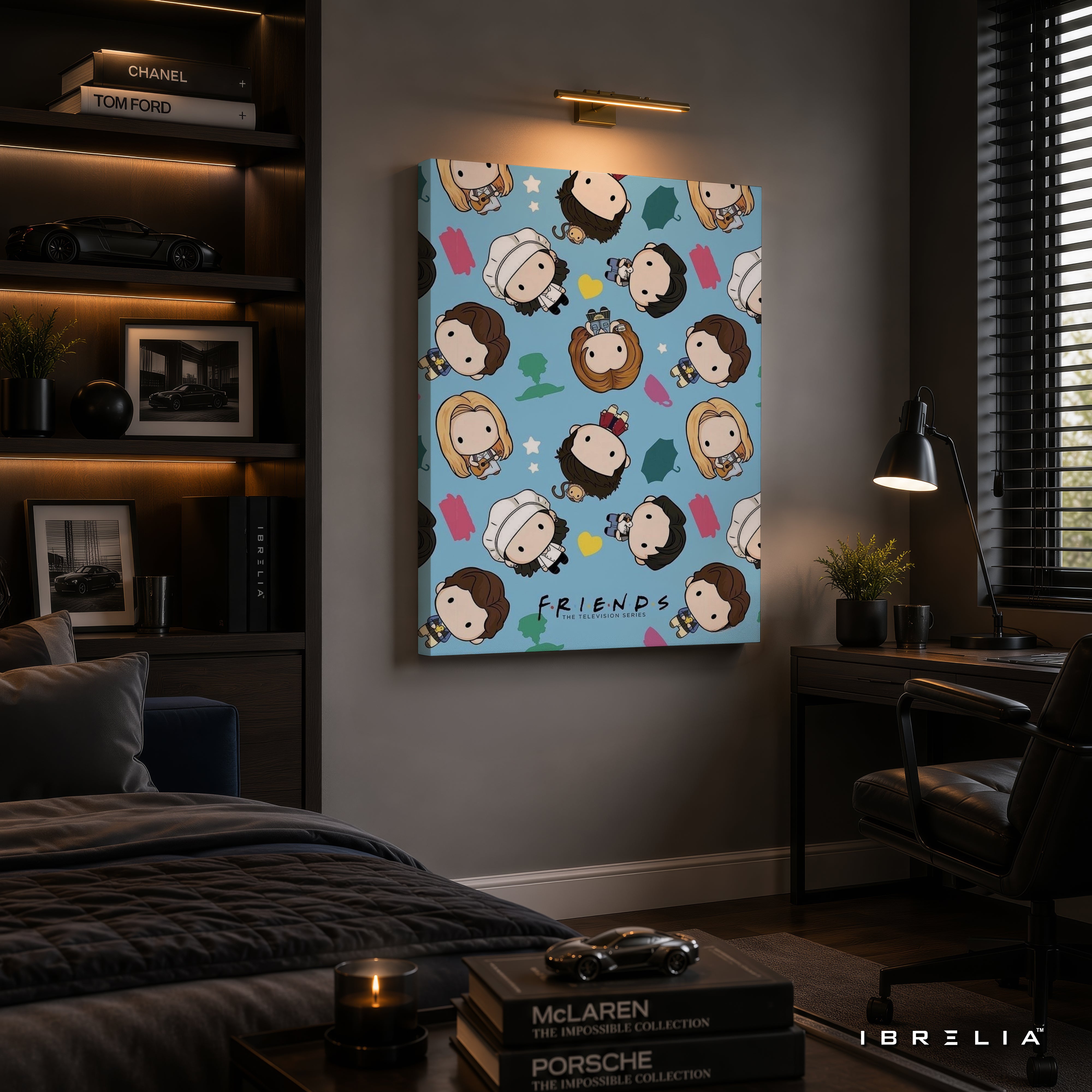 Friends Chibi Characters Canvas Wall Art – Cute Friends Cartoon Canvas Print | Kawaii TV Show Wall Decor | IBRELIA™