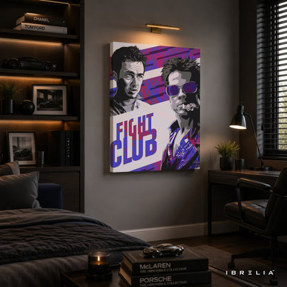Fight Club Premium Canvas Wall Art – Tyler Durden & The Narrator Movie Artwork | Cult Classic Cinema Decor | IBRELIA™