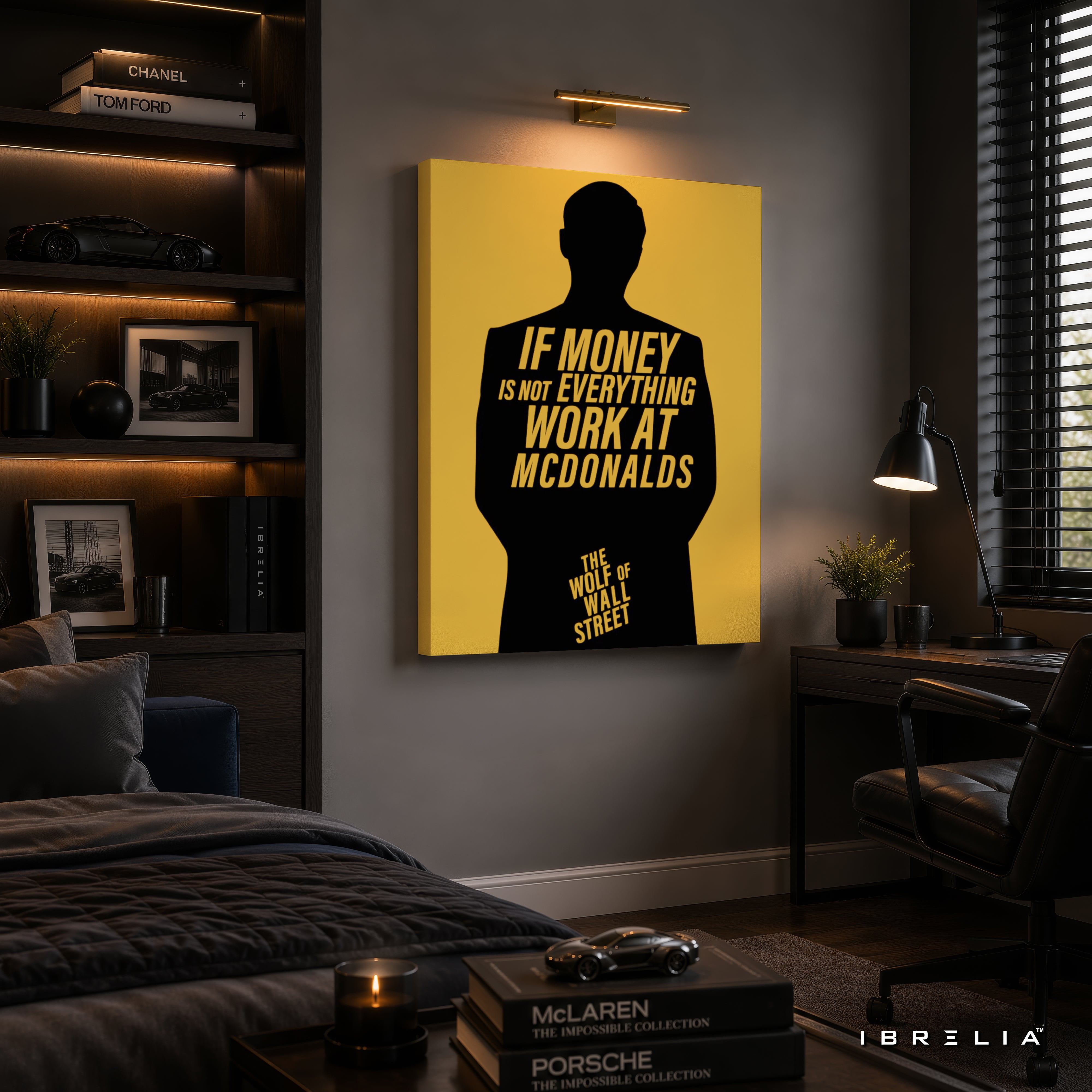 The Wolf of Wall Street "If Money Is Not Everything, Work at McDonald's" Quote Premium Canvas Wall Art – Motivational Office Decor | IBRELIA™