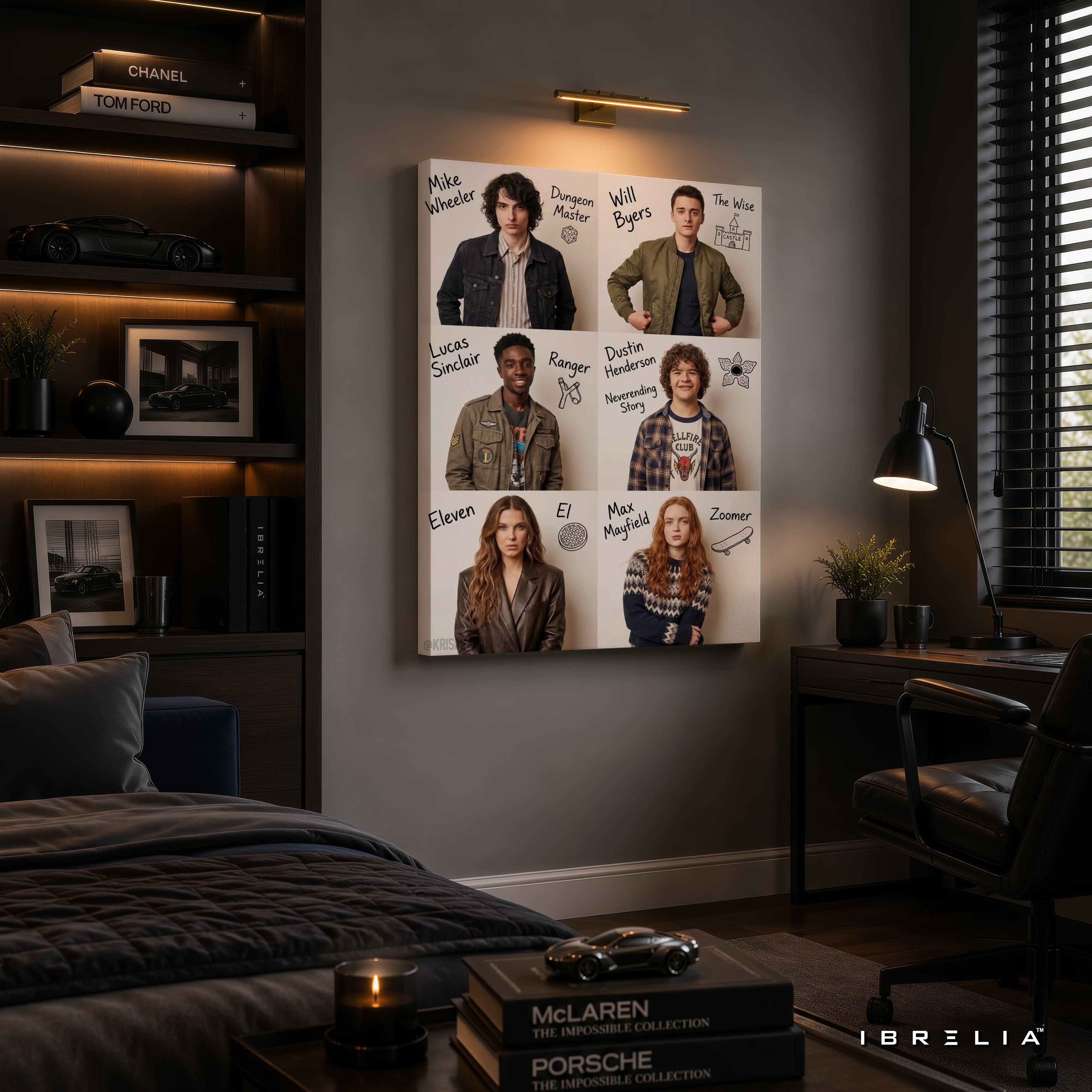 Stranger Things Character Collage Premium Canvas Wall Art – Eleven, Mike, Will, Dustin, Lucas & Max | Netflix TV Series Canvas Decor | IBRELIA™