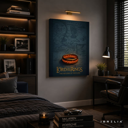 The Lord of the Rings One Ring Premium Canvas Wall Art – Return of the King Middle-earth Map Artwork | Fantasy Movie Decor | IBRELIA™