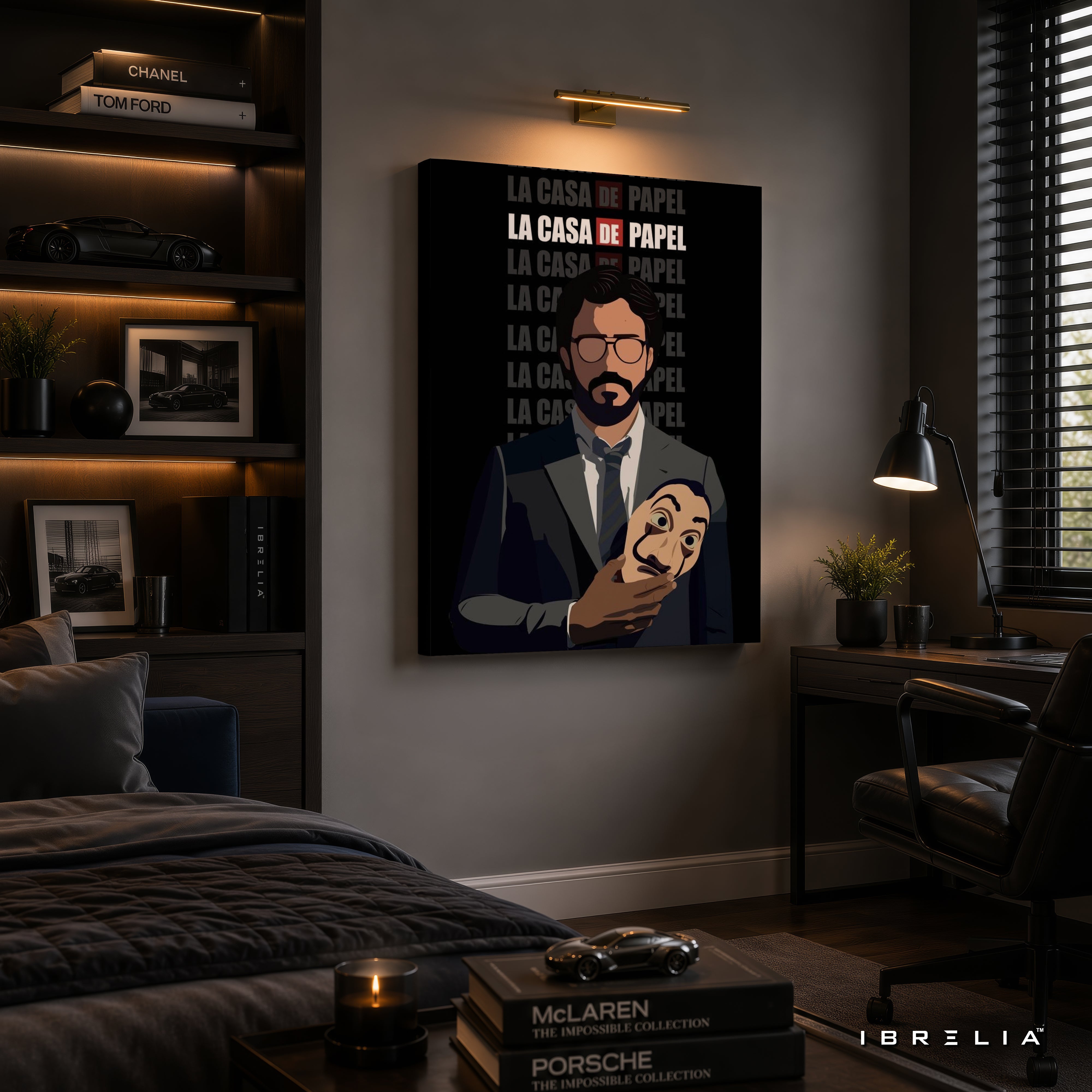 The Professor & Dali Mask Premium Wall Art – La Casa de Papel (Money Heist) 4K Wrapped MDF Frame | IBRELIA™
