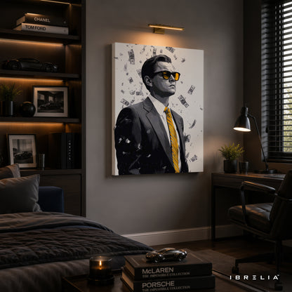 The Wolf of Wall Street Leonardo DiCaprio Canvas Wall Art – Premium Wrapped Movie Wall Decor | IBRELIA™