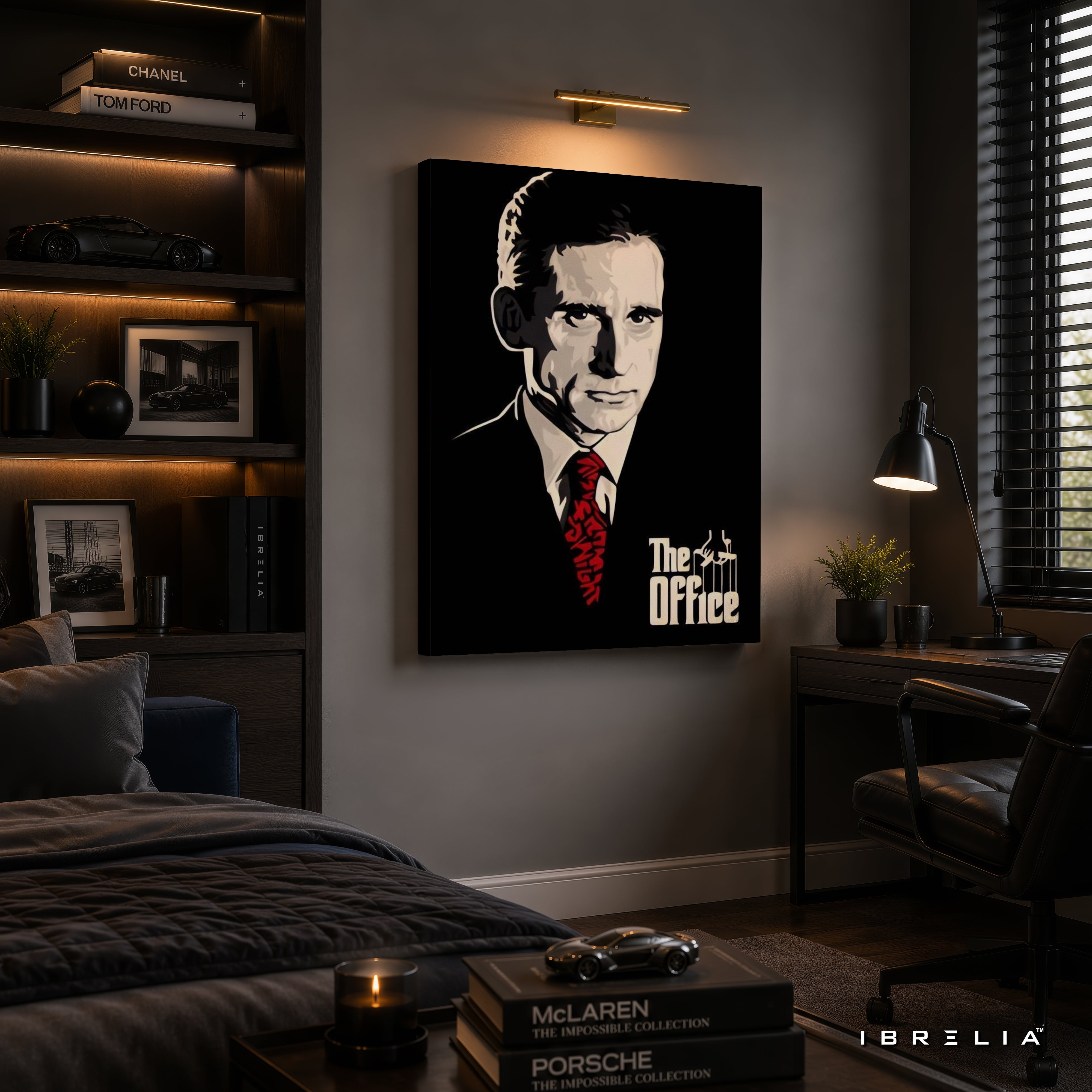 The Office Michael Scott "The Godfather" Wall Art – Minimalist Mafia Style Portrait 4K Wrapped MDF Frame | IBRELIA™