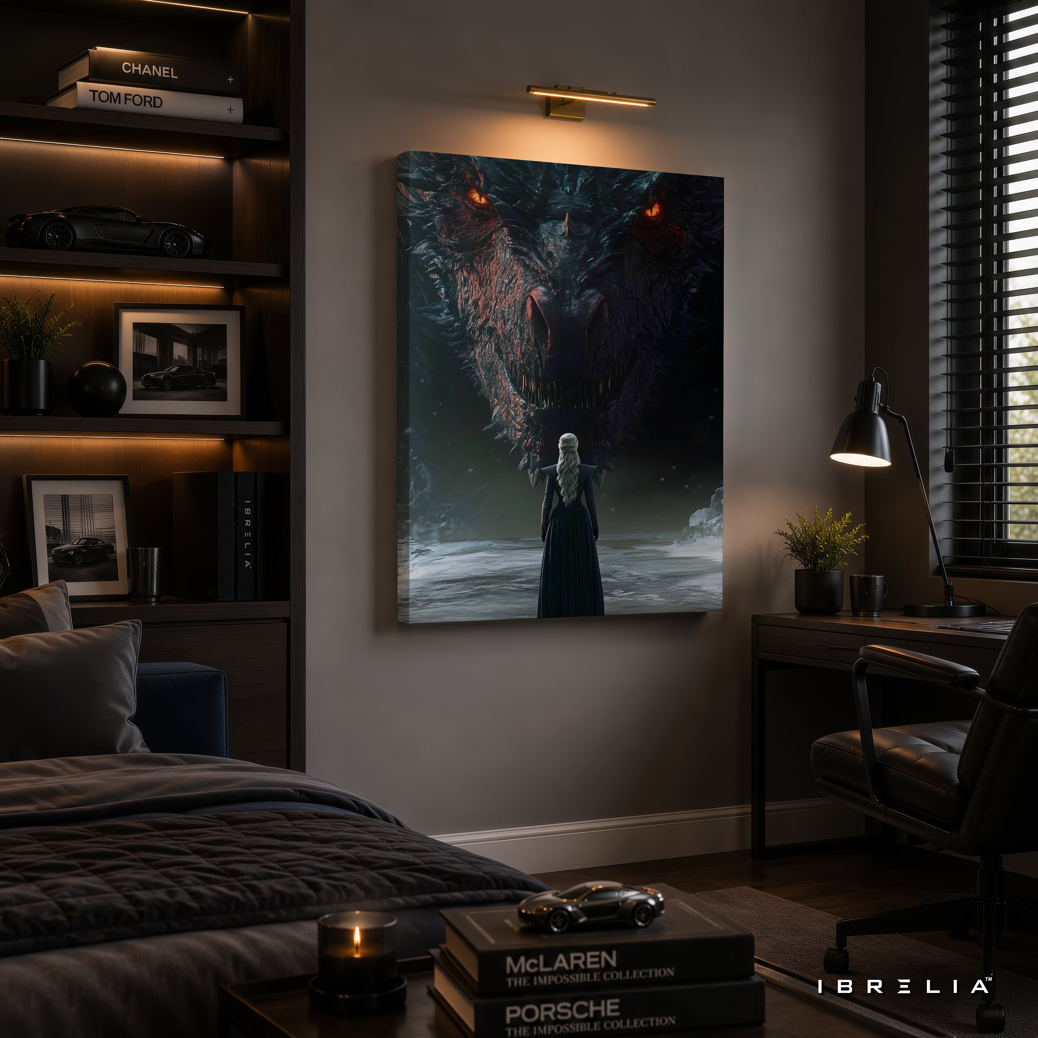 Daenerys Targaryen & Drogon Premium Wall Art – Game of Thrones 4K Wrapped MDF Frame | IBRELIA™