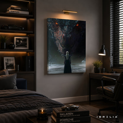 Daenerys Targaryen & Drogon Premium Wall Art – Game of Thrones 4K Wrapped MDF Frame | IBRELIA™