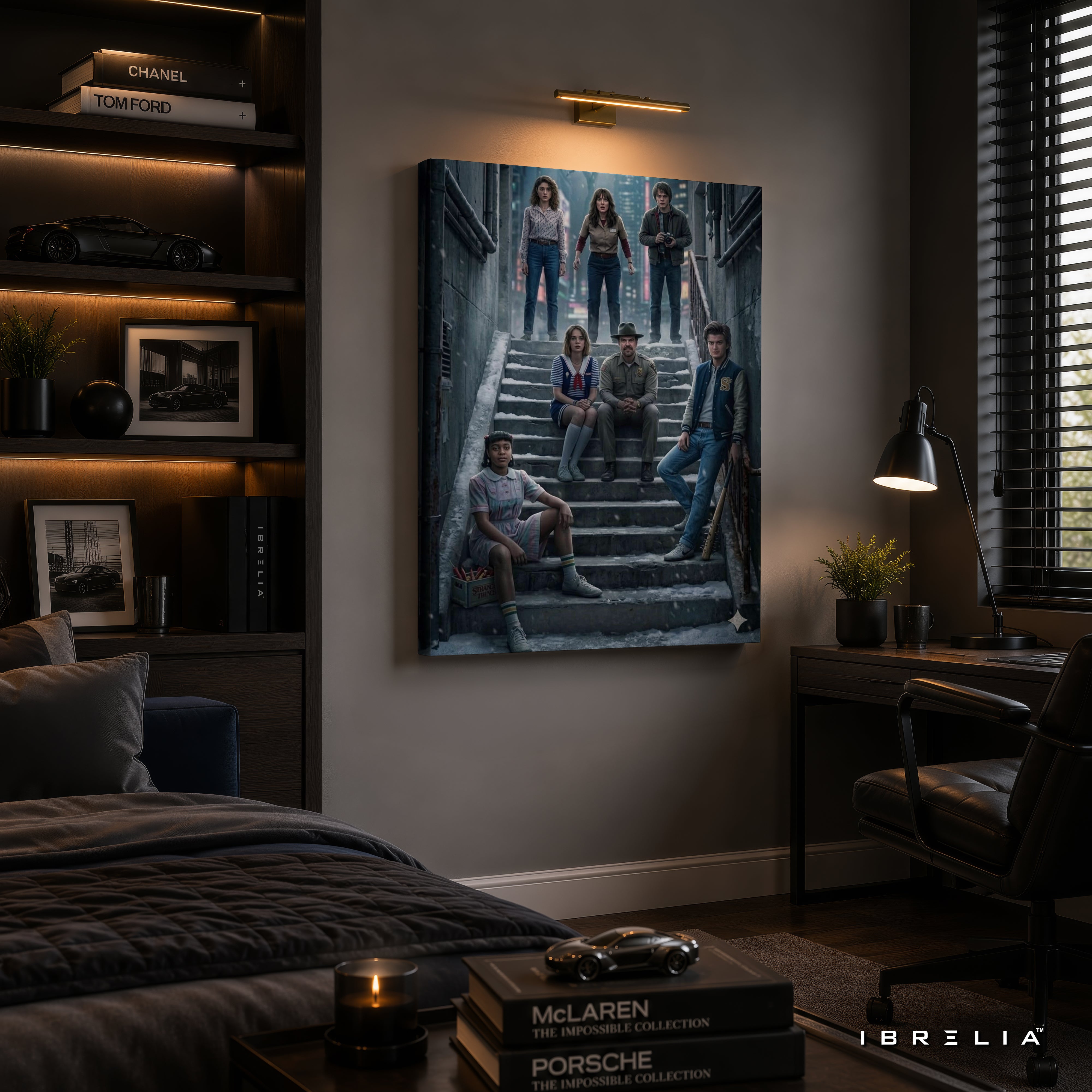 Stranger Things Hawkins Heroes Premium Canvas Wall Art – Netflix Ensemble Cast Artwork | Sci-Fi TV Series Canvas Decor | IBRELIA™