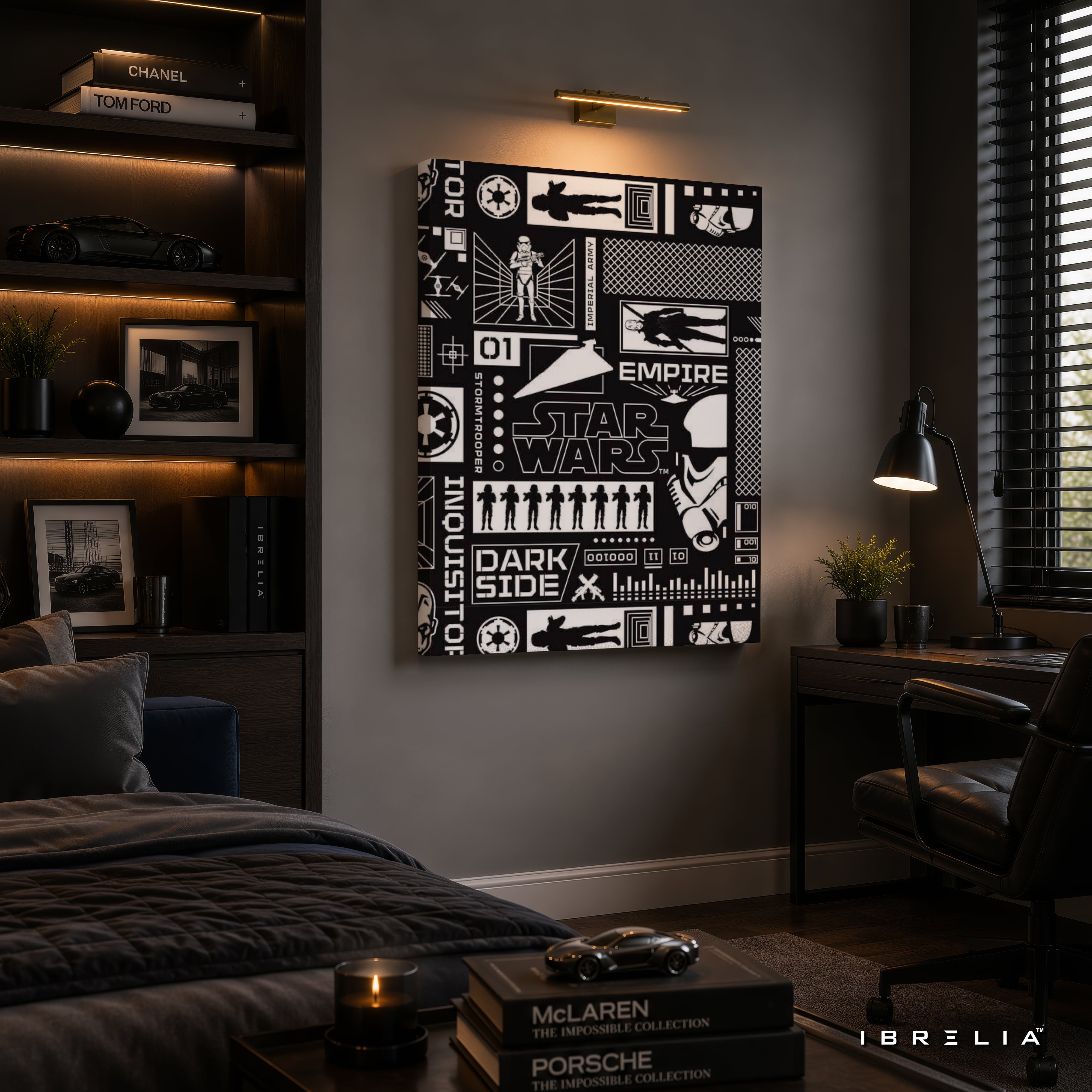 Star Wars Dark Side Blueprint Premium Canvas Wall Art – Imperial Empire Graphic Design | Sci-Fi Movie Decor | IBRELIA™