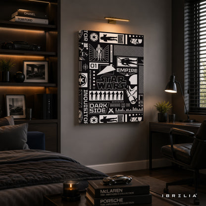 Star Wars Dark Side Blueprint Premium Canvas Wall Art – Imperial Empire Graphic Design | Sci-Fi Movie Decor | IBRELIA™