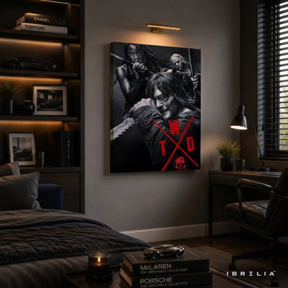 The Walking Dead Premium Wall Art – Daryl Dixon, Michonne & Carol 4K Wrapped MDF Frame | IBRELIA™