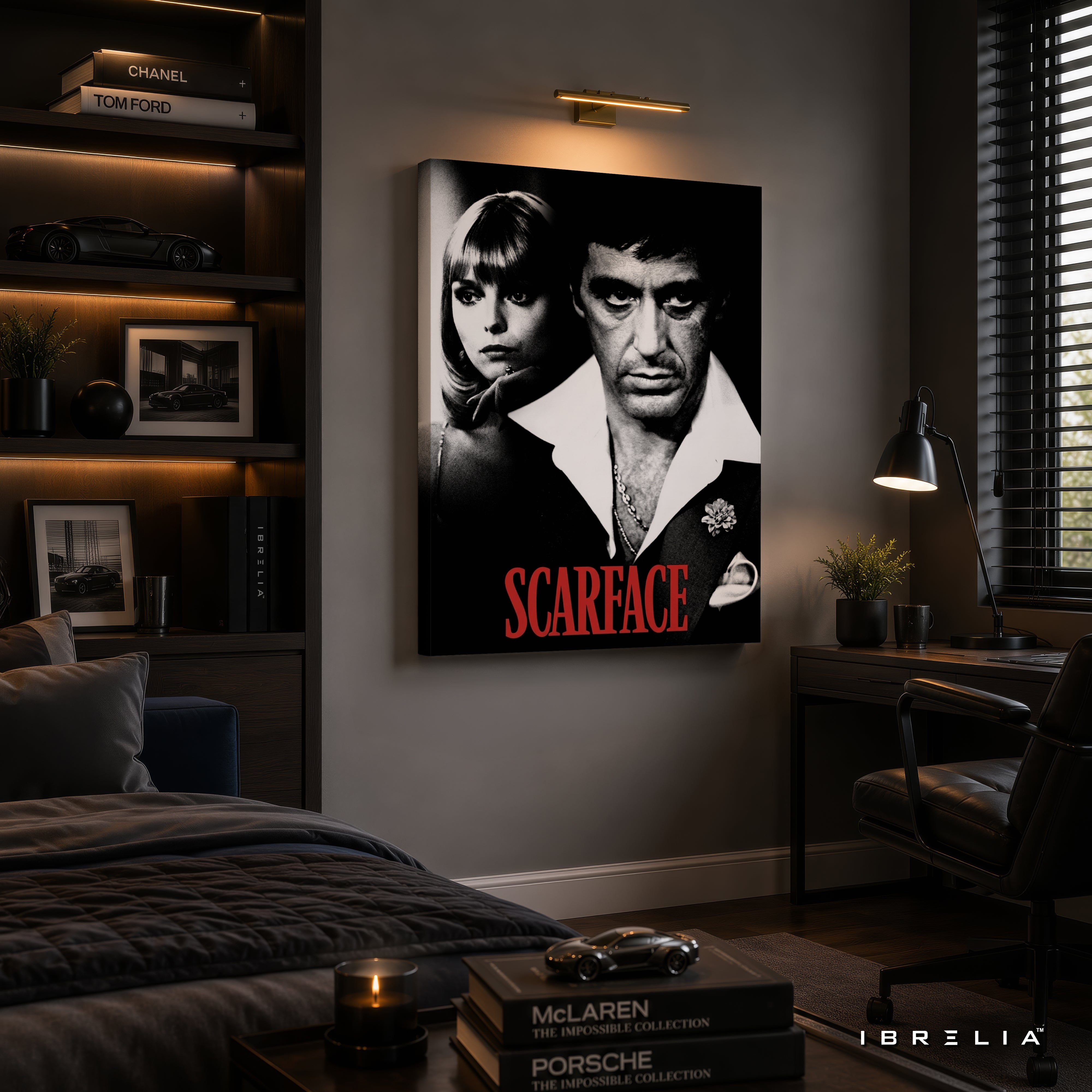 Scarface Movie Wall Art – Tony Montana Vintage Black & White Premium Wrapped MDF Wall Decor | IBRELIA™