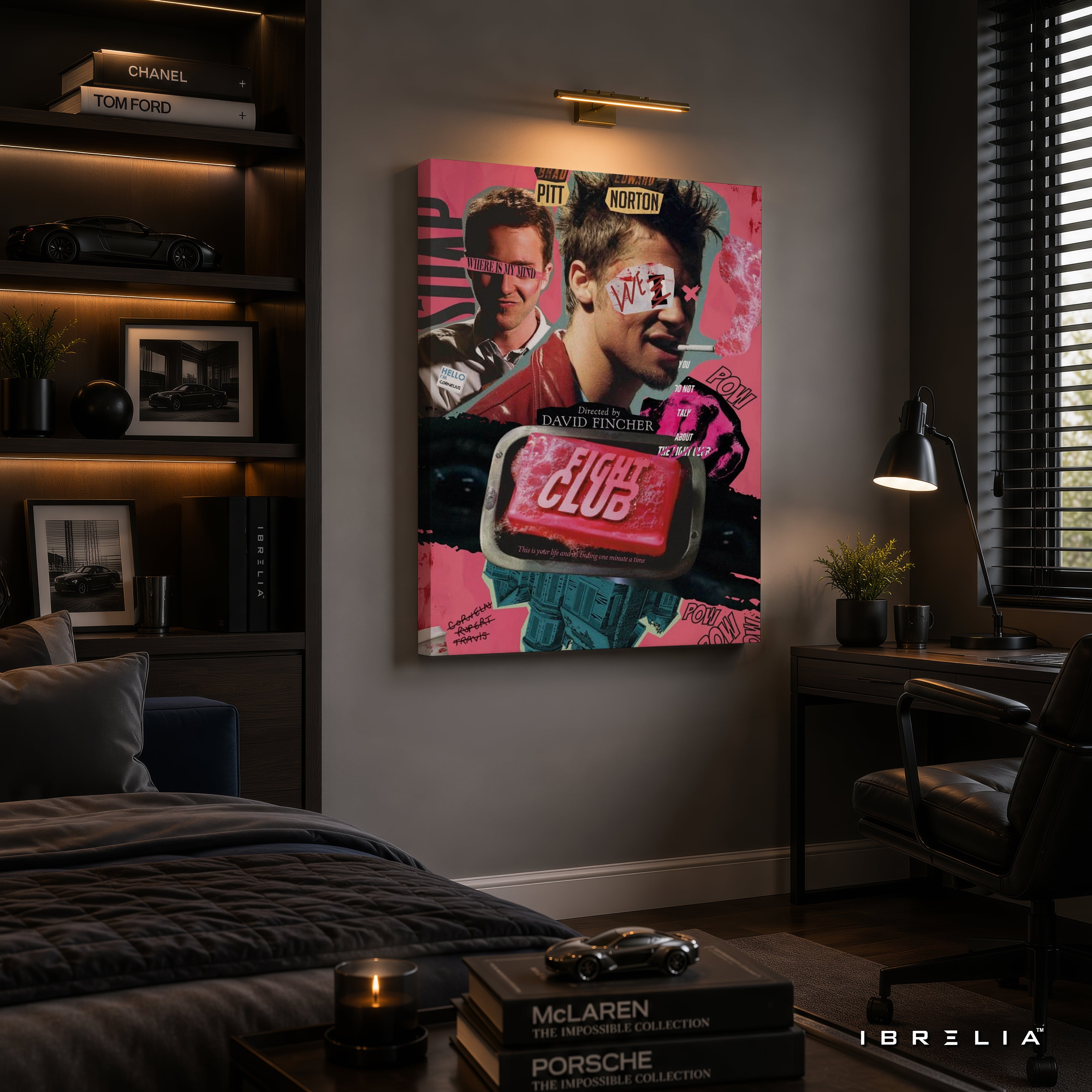Fight Club Soap Poster Premium Canvas Wall Art – Tyler Durden Vintage Movie Collage Artwork | Cult Classic Canvas Decor | IBRELIA™