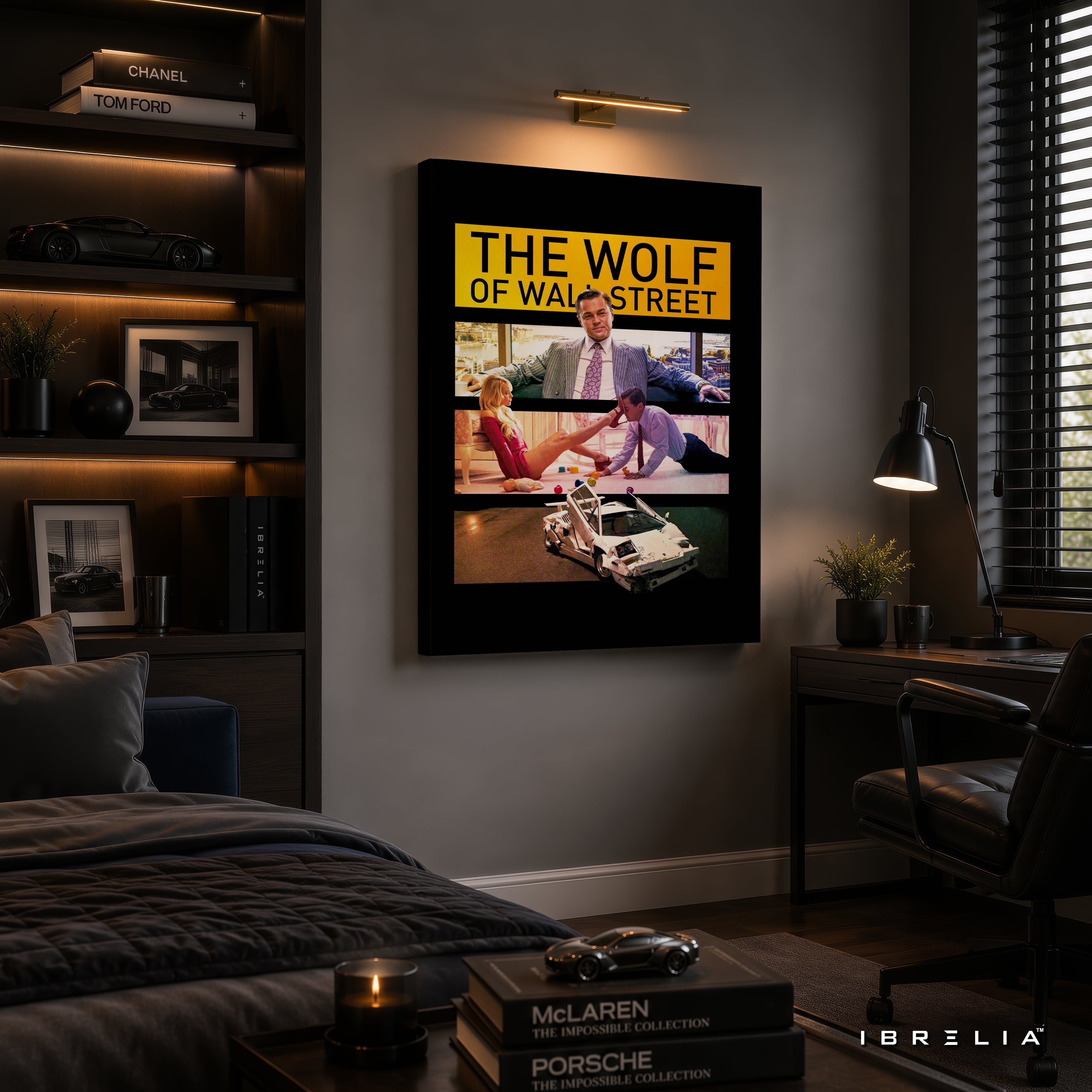 The Wolf of Wall Street Iconic Scenes Premium Canvas Wall Art – Jordan Belfort Movie Poster | Luxury Office Decor | IBRELIA™