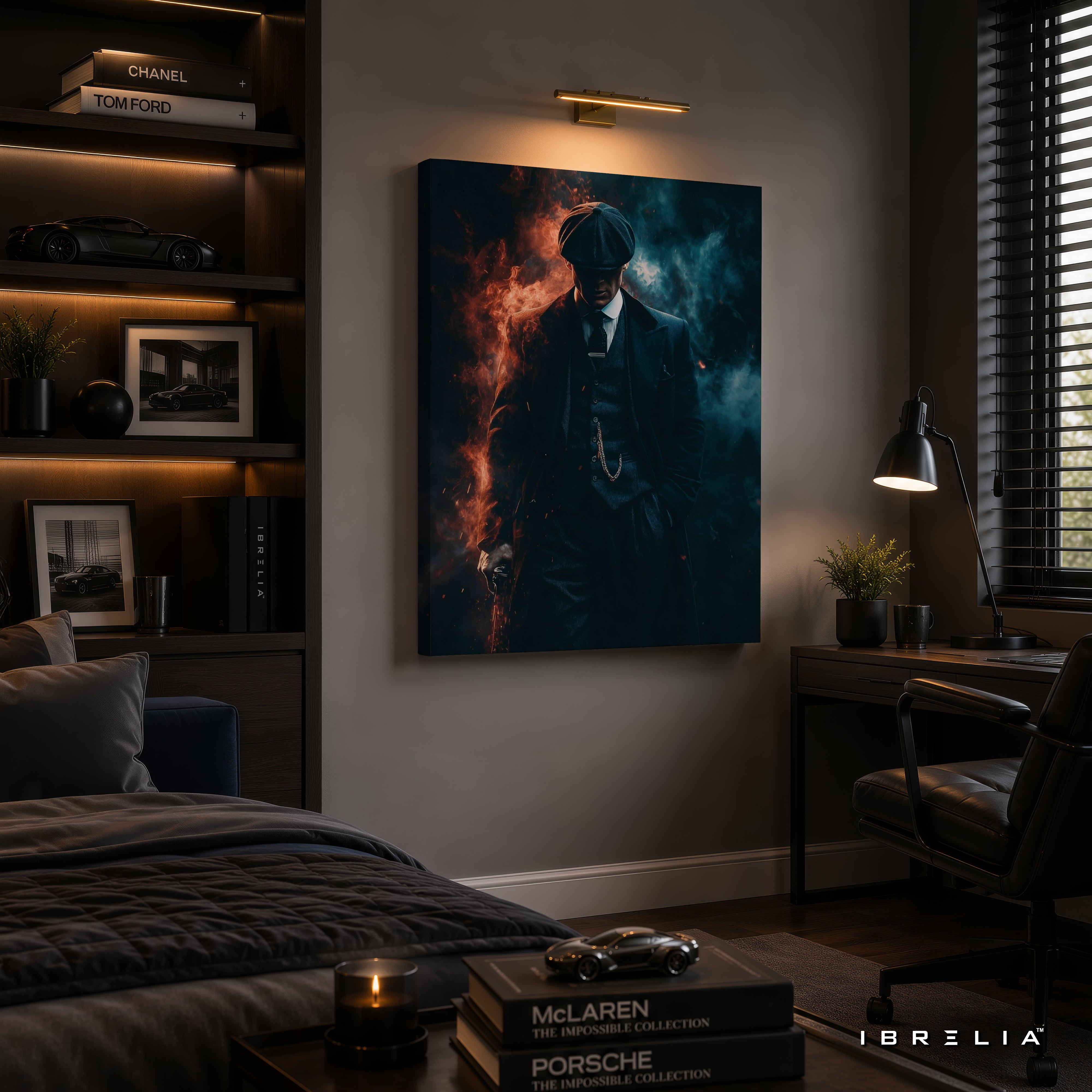 Thomas Shelby Fire & Smoke Premium Wall Art – Peaky Blinders 4K Wrapped MDF Frame | IBRELIA™