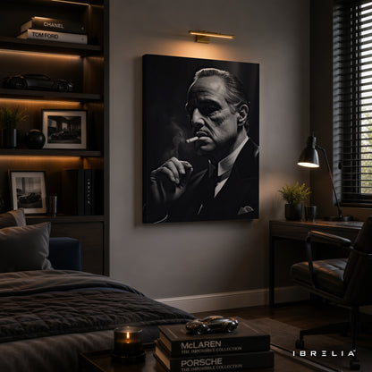 The Godfather Black & White Wall Art – Don Vito Corleone Premium Movie Wall Decor | IBRELIA™