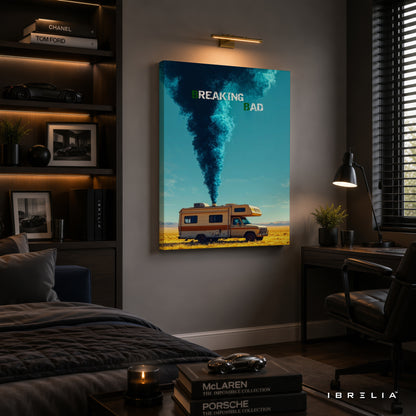 Breaking Bad RV Canvas Wall Art – Breaking Bad Desert RV Canvas Print | Heisenberg TV Series Wall Decor | IBRELIA™