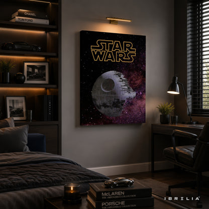 Star Wars Death Star Premium Canvas Wall Art – Galactic Space Movie Poster | Sci-Fi Home Decor | IBRELIA™