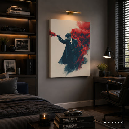 Thomas Shelby Smoke Gun Premium Wall Art – Peaky Blinders 4K Wrapped MDF Frame | IBRELIA™