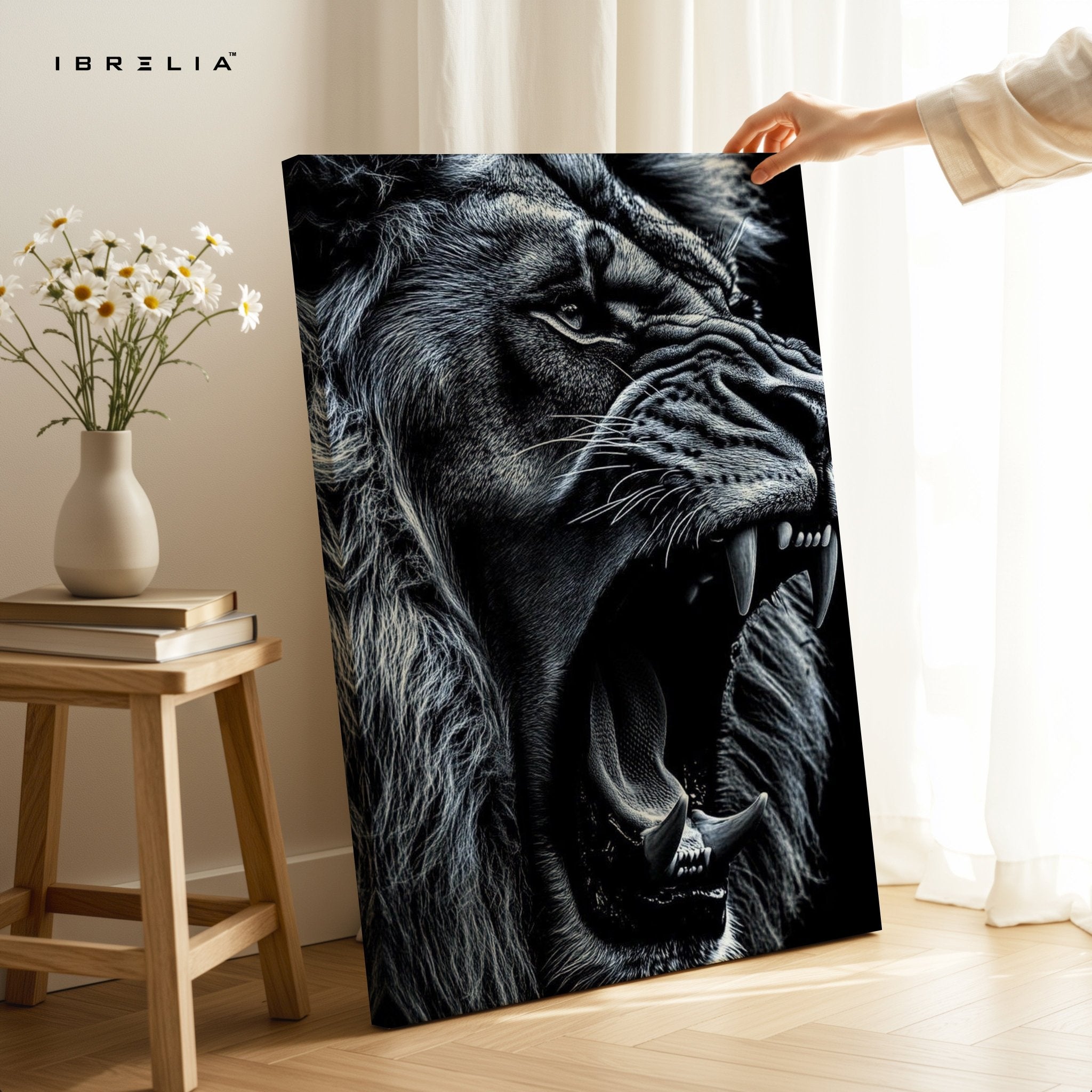Roaring Lion Wall Frame | 4K Ultra Wrap Frame Wall Art in Pakistan | IBRELIA™ - IBRELIA