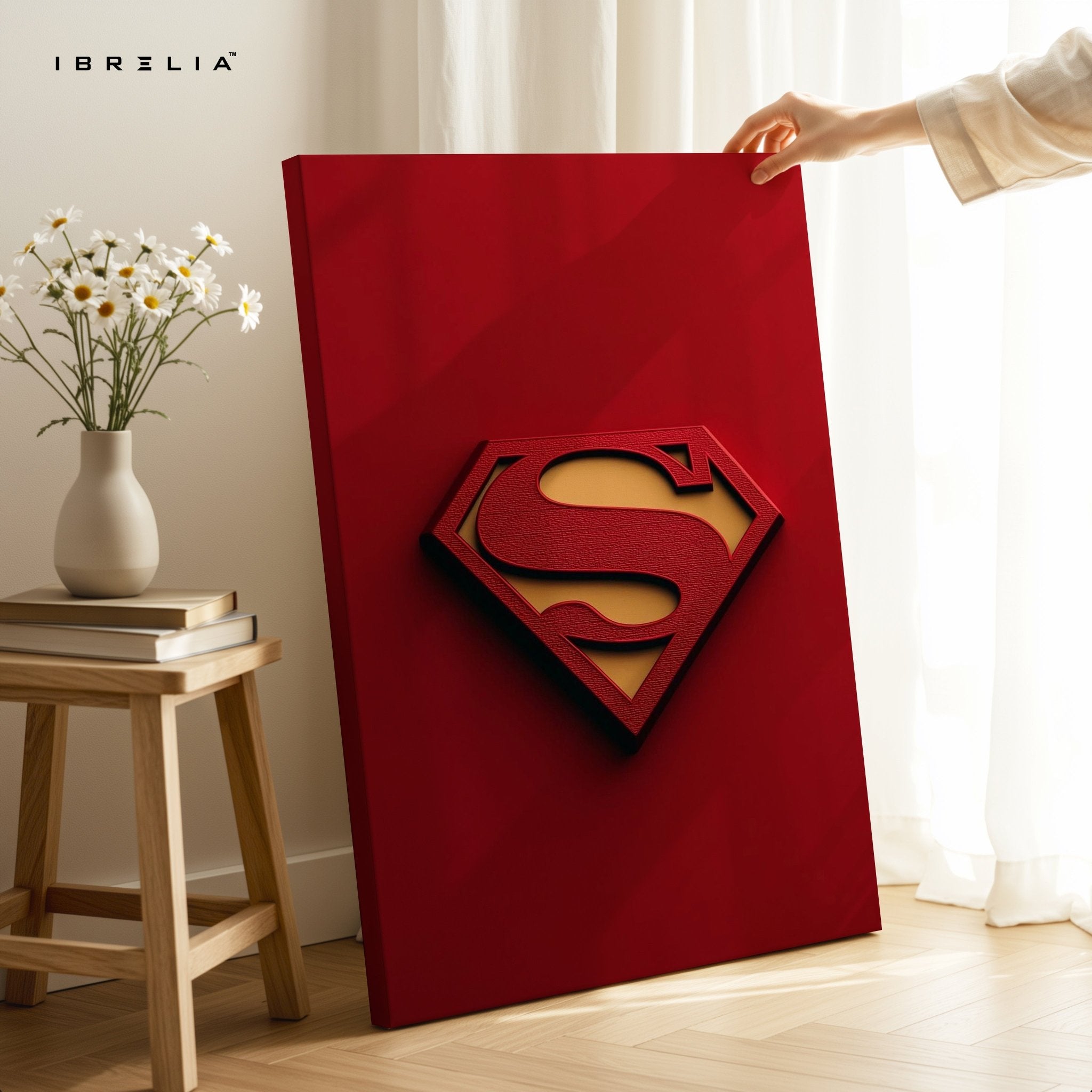 Superman Logo Wall Frame | Red & Gold 3D Design | 4K Ultra Wrap Frame Wall Art in Pakistan | IBRELIA™ - IBRELIA