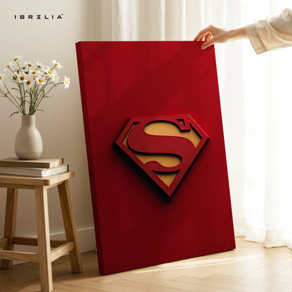 Superman Logo Wall Frame | Red & Gold 3D Design | 4K Ultra Wrap Frame Wall Art in Pakistan | IBRELIA™ - IBRELIA