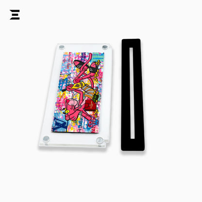 Premium Magnetic Acrylic Frame with Black Base – Pink Panther Luxury Graffiti Pop Art IBRELIA
