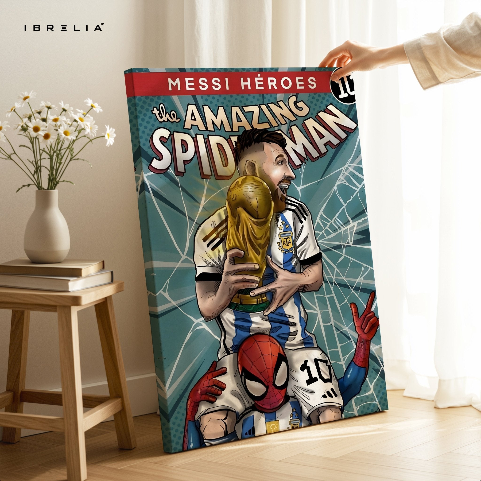 Messi × Spiderman Heroes Wall Frame | 4K Ultra Wrap Frame Wall Art in Pakistan | IBRELIA™ - IBRELIA
