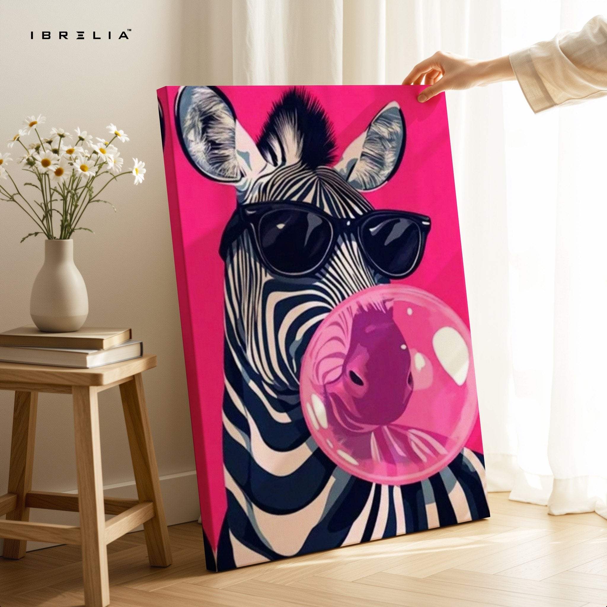 Bubblegum Zebra Wall Frame | 4K Ultra Wrap Frame Wall Art in Pakistan | IBRELIA™
