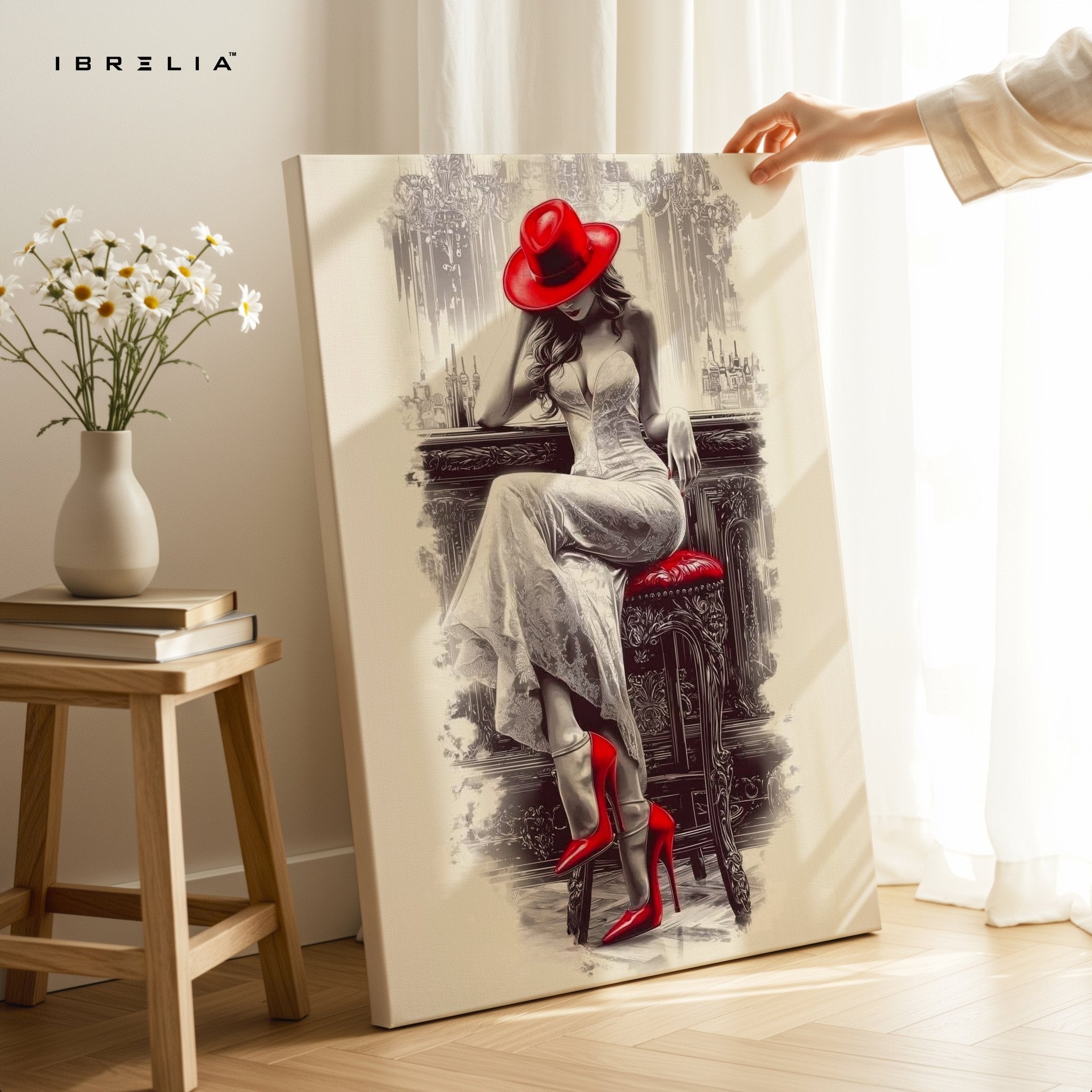Lady in Red Wall Frame | 4K Ultra Wrap Frame Wall Art in Pakistan | IBRELIA™