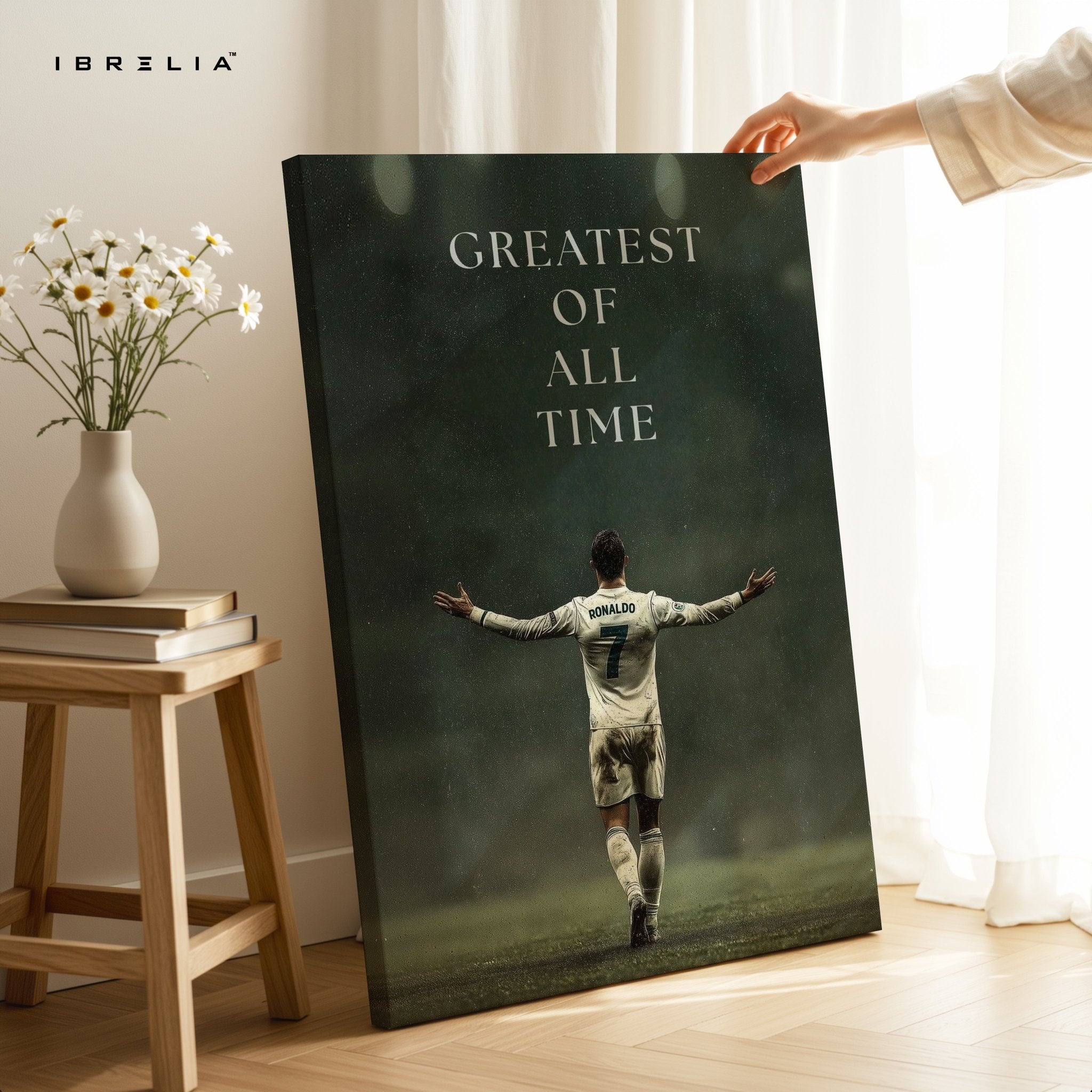 Cristiano Ronaldo “Greatest of All Time” Wall Frame | 4K Ultra Wrap Frame Wall Art in Pakistan | IBRELIA™