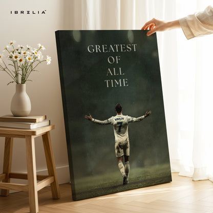 Cristiano Ronaldo “Greatest of All Time” Wall Frame | 4K Ultra Wrap Frame Wall Art in Pakistan | IBRELIA™ - IBRELIA