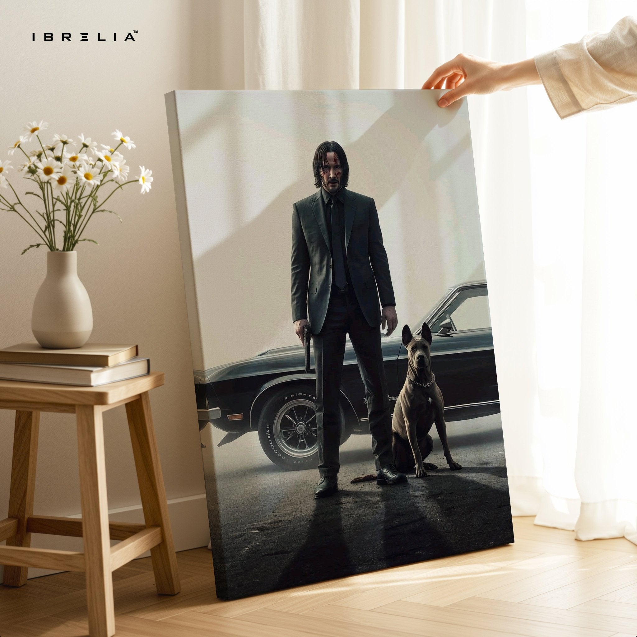 John Wick Dog & Mustang Cinematic 4K Ultra Wrap Frame Wall Art in Pakistan | IBRELIA™ - IBRELIA